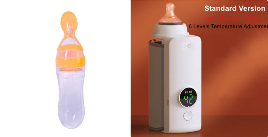 Wireless bottle warmer in use keeping baby milk warm
